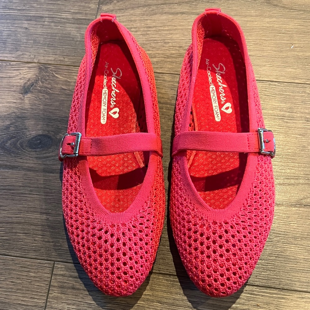 Skechers Air Cooled Memory Foam Pink Mesh Mary Jane Shoes Size 6 - Picture 2 of 5